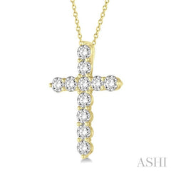 ASHI Cross Diamond Fashion Pendant 96450PPFHPDYG-1.50