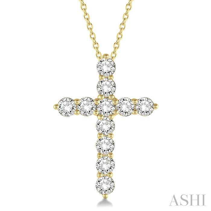 ASHI Cross Diamond Fashion Pendant 96450PPFHPDYG-1.50