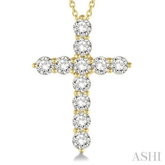 ASHI Cross Diamond Fashion Pendant 96450PPFHPDYG-1.50