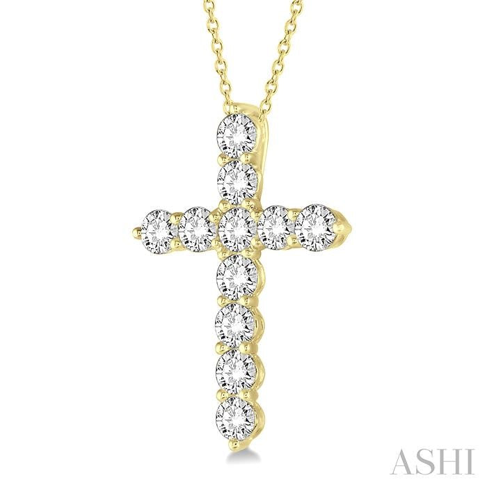 ASHI Cross Diamond Fashion Pendant 96450PPFHPDYG-2.00
