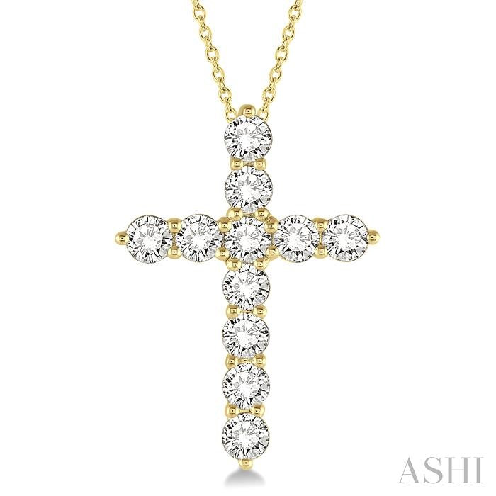 ASHI Cross Diamond Fashion Pendant 96450PPFHPDYG-2.00
