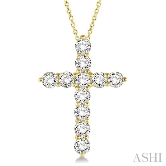 ASHI Cross Diamond Fashion Pendant 96450PPFHPDYG-2.00