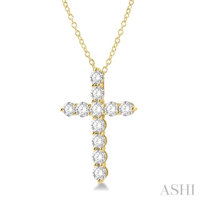 ASHI Cross Diamond Fashion Pendant 96450PPFHPDYG-3.00