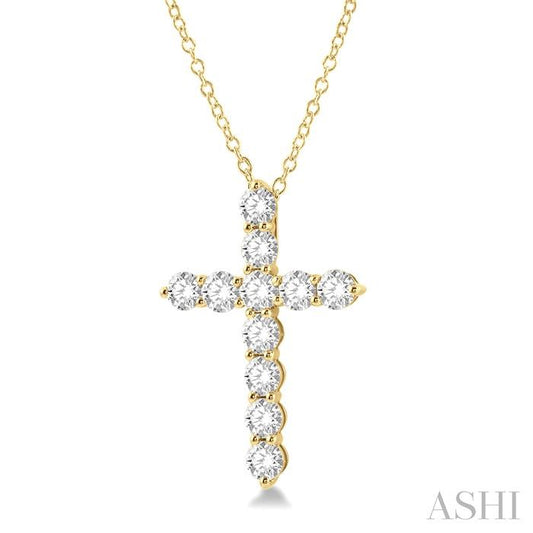 ASHI Cross Diamond Fashion Pendant 96450PPFHPDYG-3.00