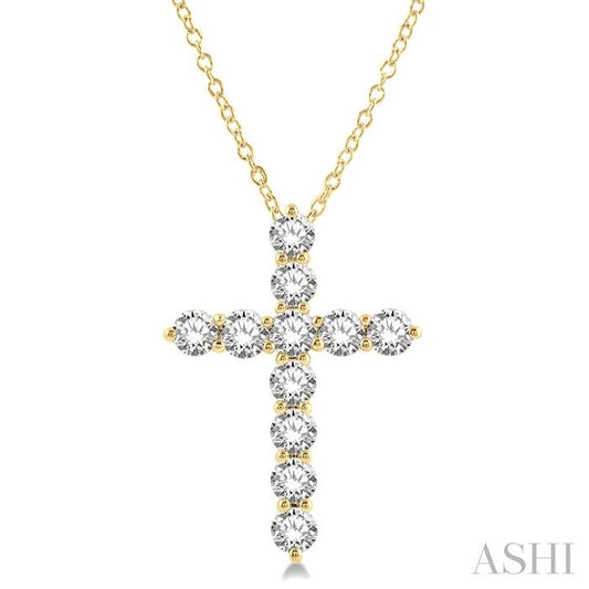 ASHI Cross Diamond Fashion Pendant 96450PPFHPDYG-3.00
