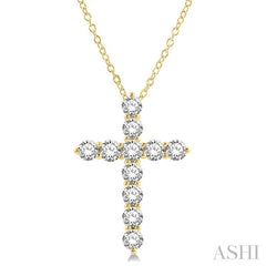 ASHI Cross Diamond Fashion Pendant 96450PPFHPDYG-3.00