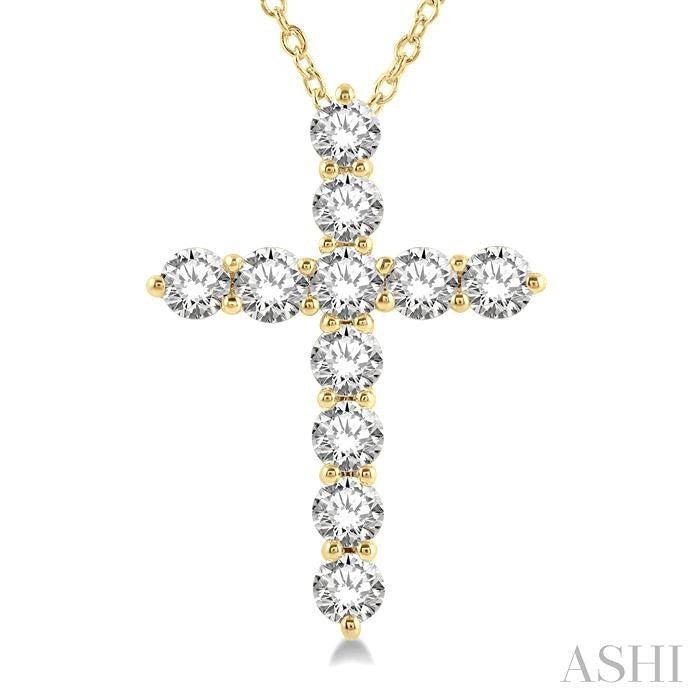ASHI Cross Diamond Fashion Pendant 96450PPFHPDYG-3.00