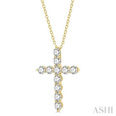 ASHI Cross Diamond Fashion Pendant 96450PPFHPDYG-4.00