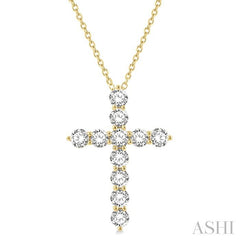 ASHI Cross Diamond Fashion Pendant 96450PPFHPDYG-4.00