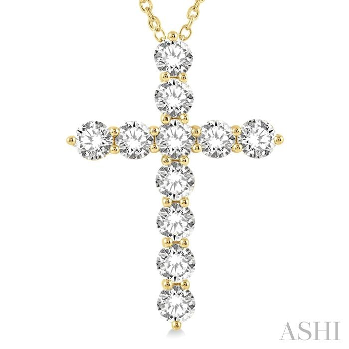 ASHI Cross Diamond Fashion Pendant 96450PPFHPDYG-4.00