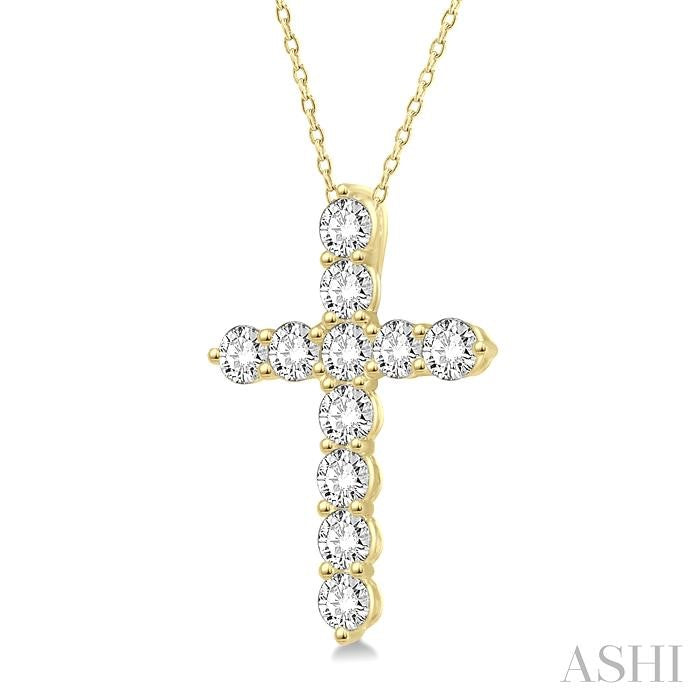 ASHI Cross Diamond Fashion Pendant 96453PPFHPDYG