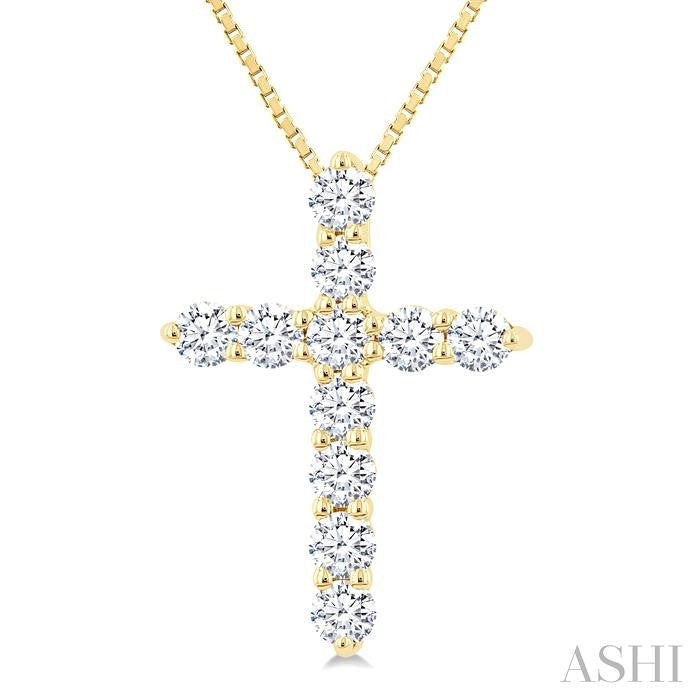 ASHI Cross Diamond Fashion Pendant 96455PPFGPDYG