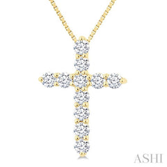ASHI Cross Diamond Fashion Pendant 96455PPFGPDYG