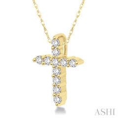 ASHI Cross Petite Diamond Fashion Pendant 96459PPFSPDYG