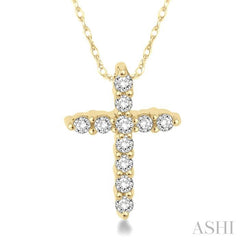 ASHI Cross Petite Diamond Fashion Pendant 96459PPFSPDYG
