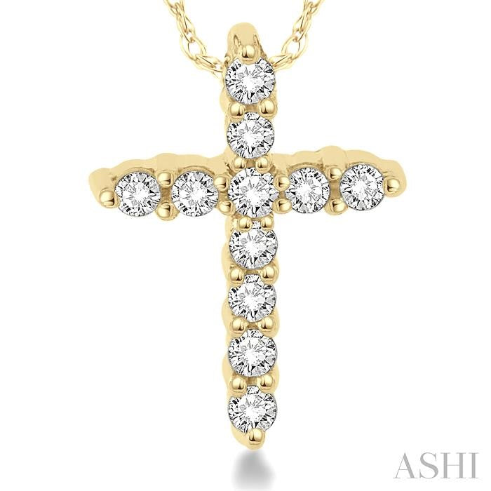 ASHI Cross Petite Diamond Fashion Pendant 96459PPFSPDYG