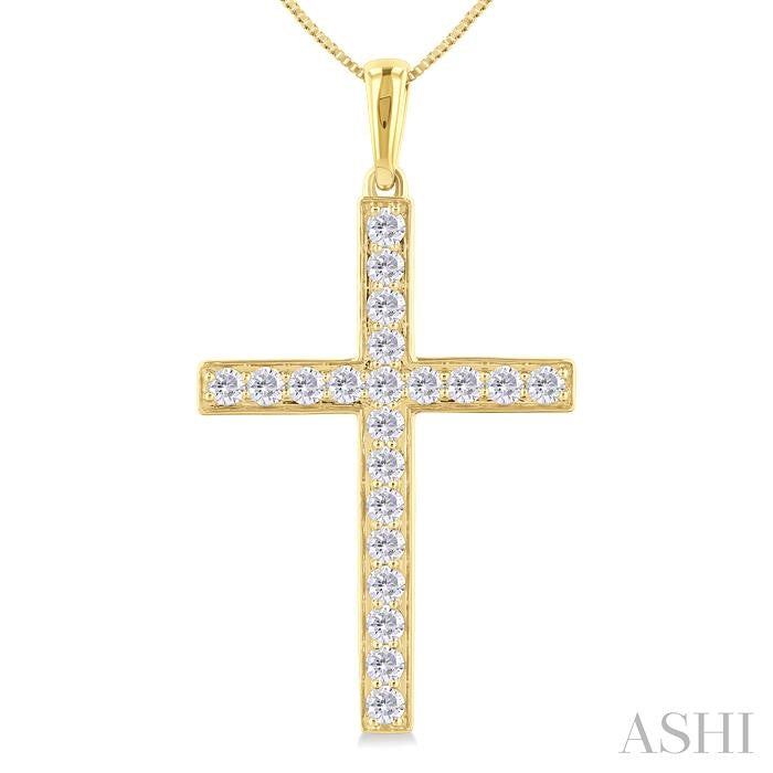 ASHI Pave-Set Cross Diamond Fashion Pendant 964B3PPFGPDYG