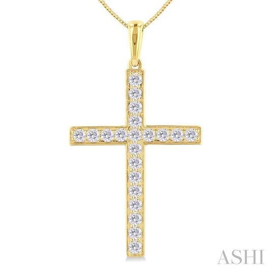 ASHI Pave-Set Cross Diamond Fashion Pendant 964B3PPFGPDYG