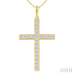 ASHI Pave-Set Cross Diamond Fashion Pendant 964B3PPFGPDYG