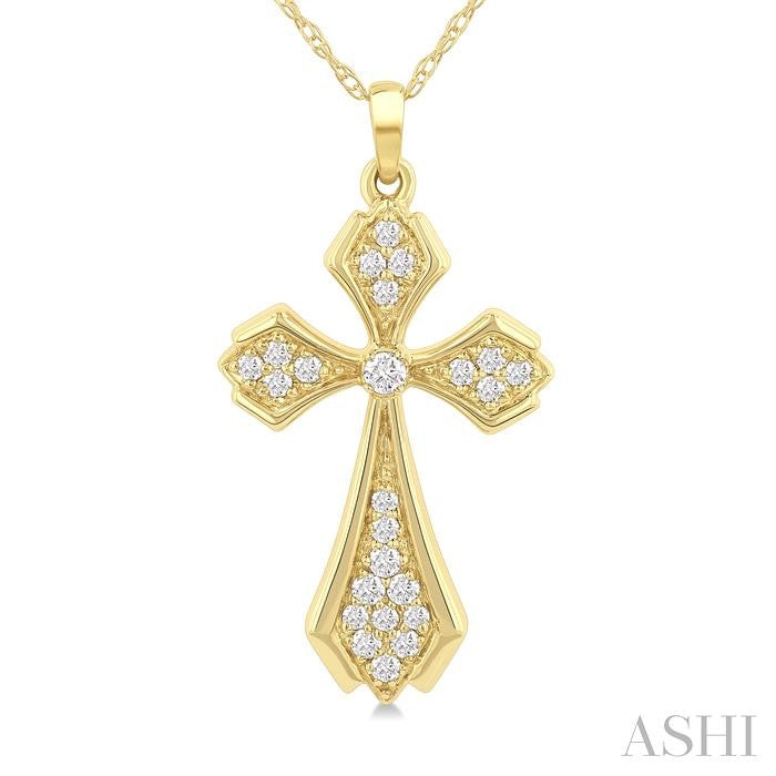 ASHI Cross Diamond Fashion Pendant 964C8PPTGPDYG