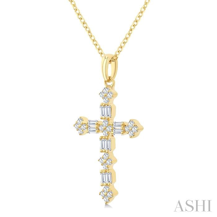 ASHI Cross Baguette Diamond Fashion Pendant 964D5PPFGPDYG