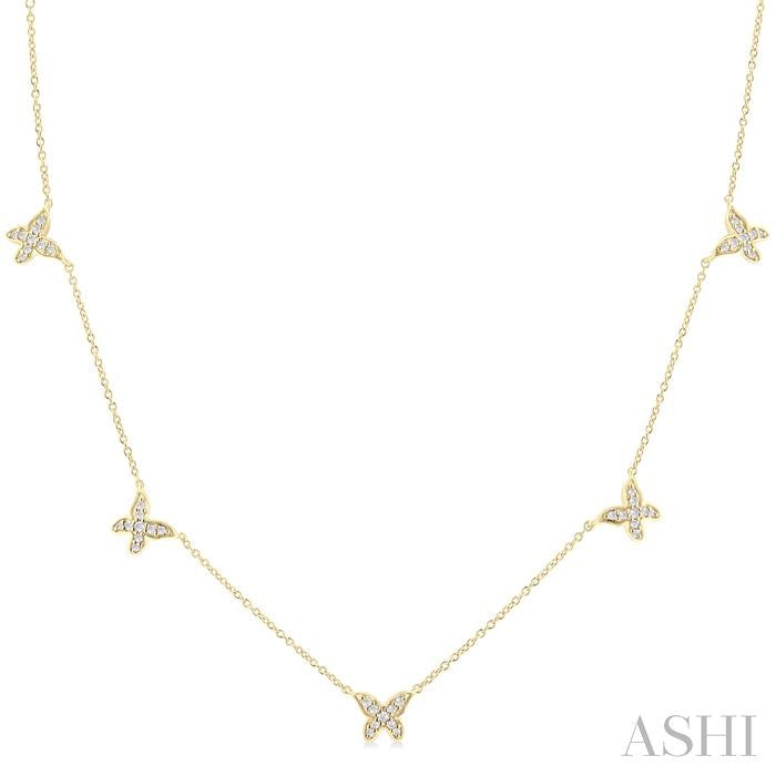 ASHI Butterfly Diamond Station Necklace 965S0PPFGNKYG