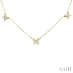 ASHI Butterfly Diamond Station Necklace 965S0PPFGNKYG