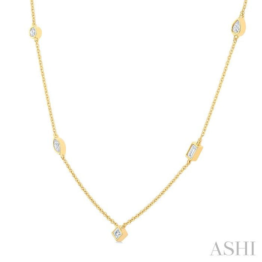 ASHI Mixed Shape Bezel Set Diamond Station Necklace 965THPPFGNKYG