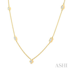 ASHI Mixed Shape Bezel Set Diamond Station Necklace 965THPPFGNKYG