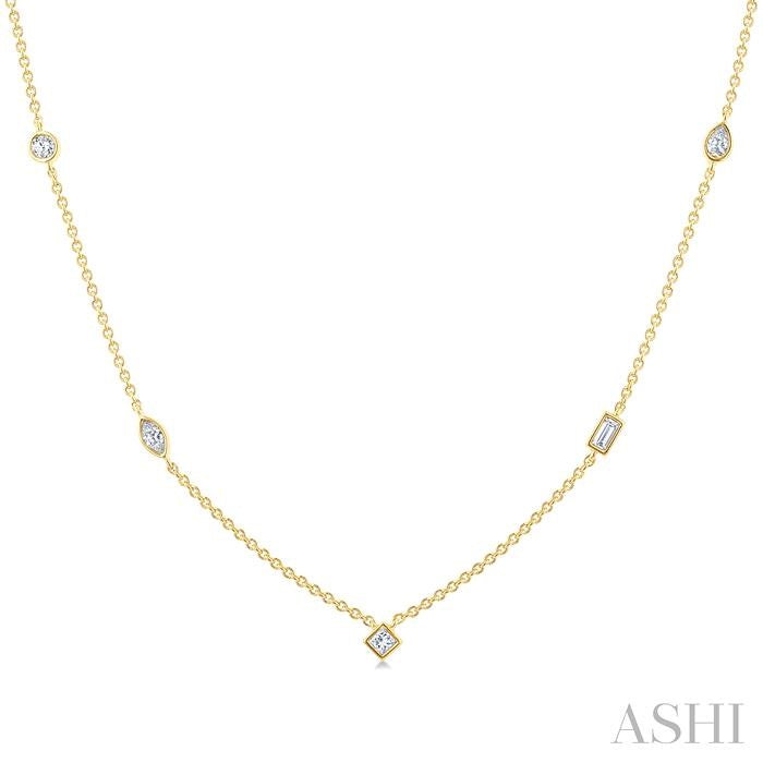 ASHI Mixed Shape Bezel Set Diamond Station Necklace 965THPPFGNKYG