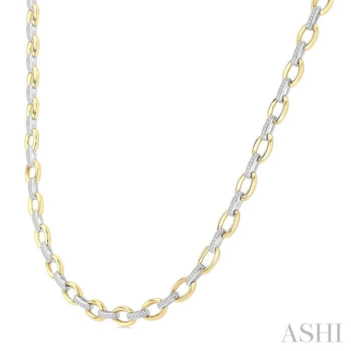 ASHI Bold Oval Shape Link Diamond Fashion Necklace 965ZHPPTGNKYW-OV