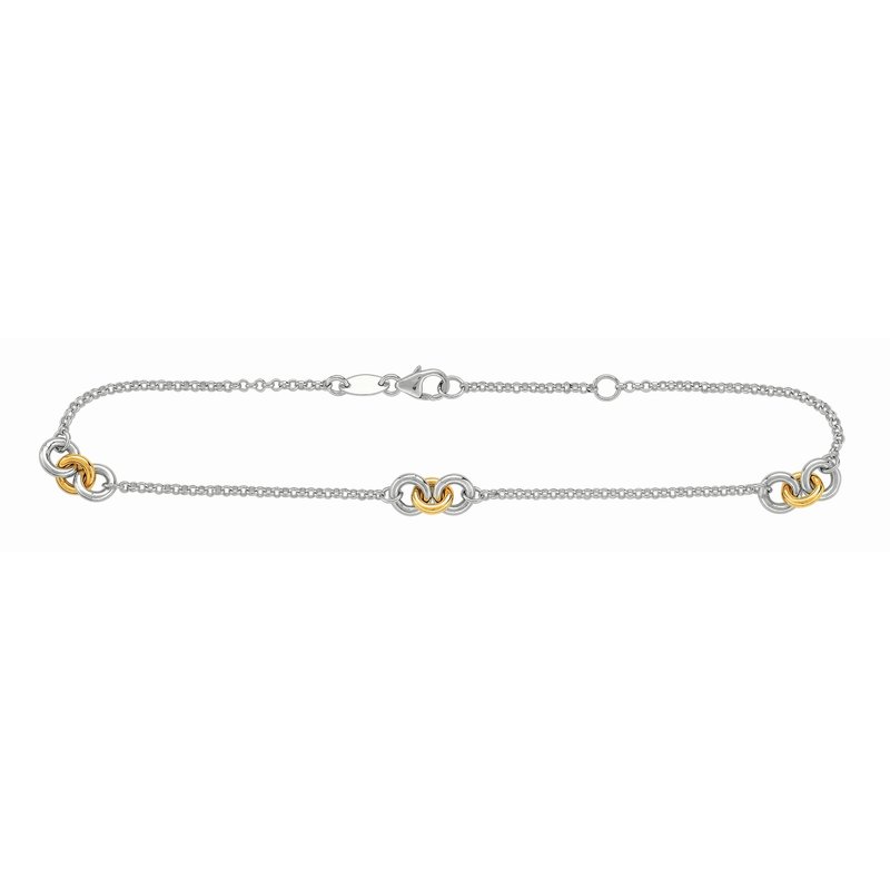 Royal Chain 14K & Sterling Silver 10in Diamond Cut/ Textured Anklets Anklet with Lobster Clasp RDA129