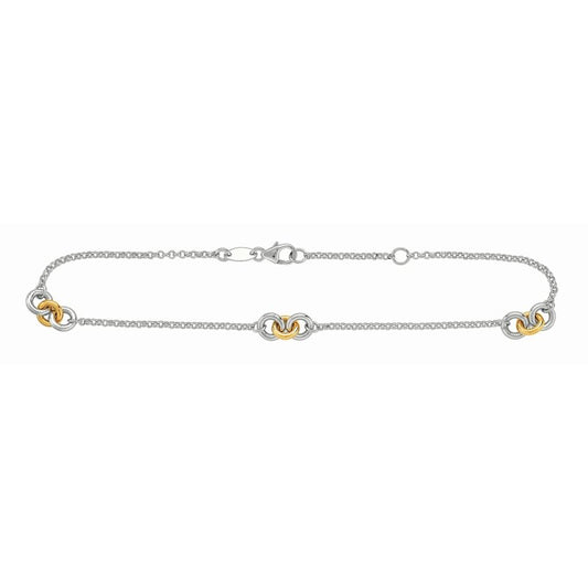 Royal Chain 14K & Sterling Silver 10in Diamond Cut/ Textured Anklets Anklet with Lobster Clasp RDA129