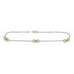 Royal Chain 14K & Sterling Silver 10in Diamond Cut/ Textured Anklets Anklet with Lobster Clasp RDA129