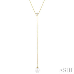 ASHI Pearl & Diamond Lariat Y Necklace 967S0PPFGNKWPYG