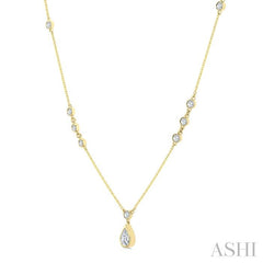 ASHI Pear Shape Bezel Set Drop Necklace 967THPPFGNKYG
