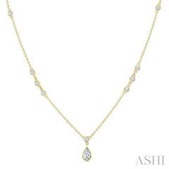 ASHI Pear Shape Bezel Set Drop Necklace 967THPPFGNKYG
