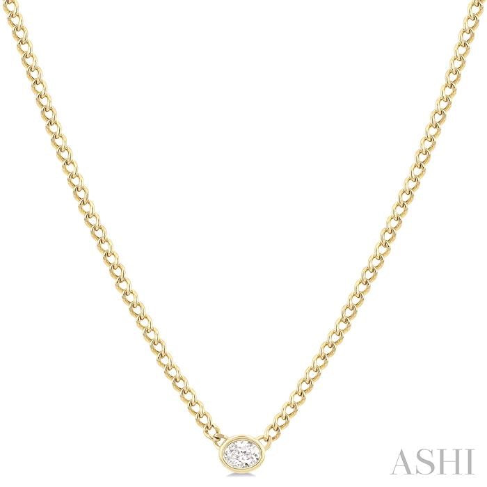 ASHI Oval Shape Curb & Cuban Diamond Fashion Necklace 967Y0PPFGNKYG-OV