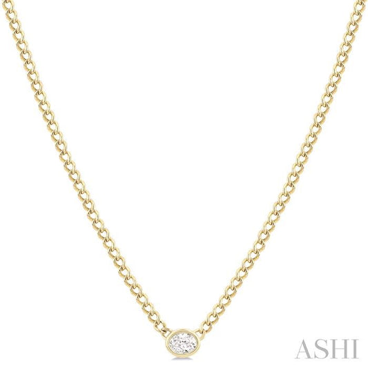 ASHI Oval Shape Curb & Cuban Diamond Fashion Necklace 967Y0PPFGNKYG-OV