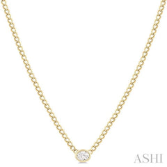 ASHI Oval Shape Curb & Cuban Diamond Fashion Necklace 967Y0PPFGNKYG-OV