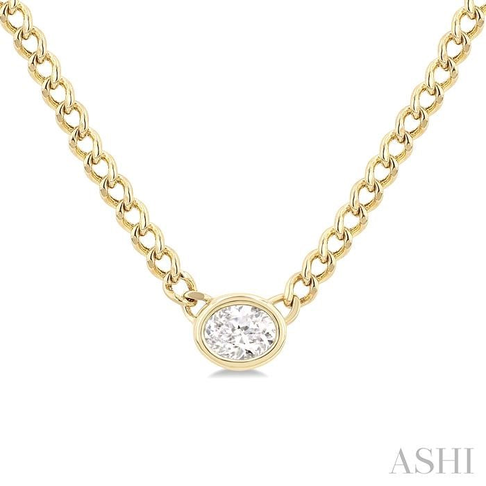 ASHI Oval Shape Curb & Cuban Diamond Fashion Necklace 967Y0PPFGNKYG-OV