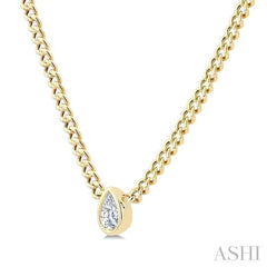 ASHI Pear Shape Bezel Curb & Cuban Diamond Fashion Necklace 967Y0PPFGNKYG-PR