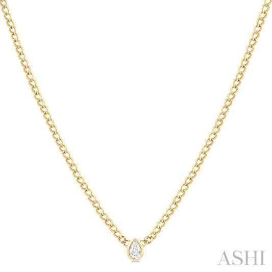 ASHI Pear Shape Bezel Curb & Cuban Diamond Fashion Necklace 967Y0PPFGNKYG-PR