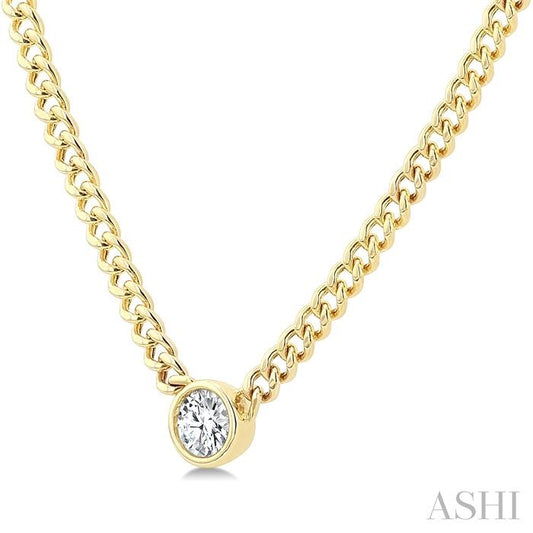 ASHI Round Shape Curb & Cuban Diamond Fashion Necklace 967Y0PPFGNKYG-RD