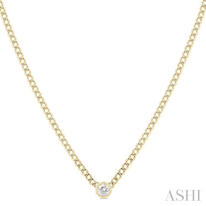 ASHI Round Shape Curb & Cuban Diamond Fashion Necklace 967Y0PPFGNKYG-RD