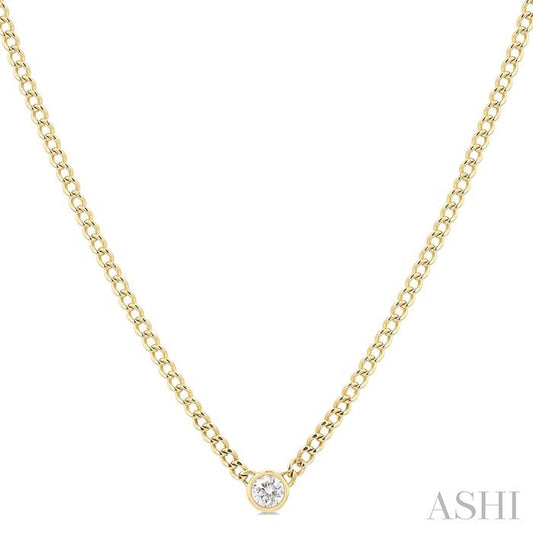 ASHI Round Shape Curb & Cuban Diamond Fashion Necklace 967Y0PPFGNKYG-RD
