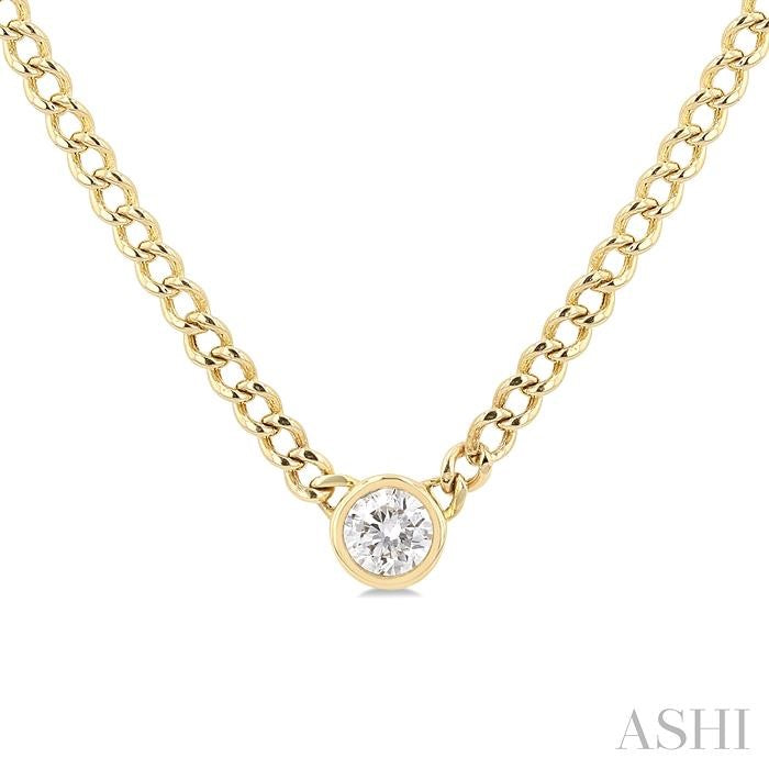 ASHI Round Shape Curb & Cuban Diamond Fashion Necklace 967Y0PPFGNKYG-RD