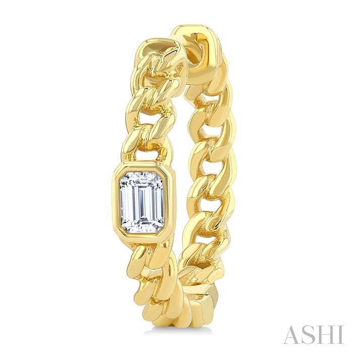 ASHI Emerald Shape Curb Diamond Fashion Hoop Earrings 967Y5PPFGERYG-OC