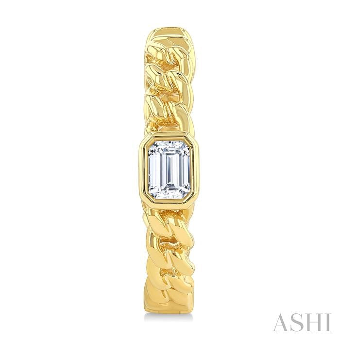 ASHI Emerald Shape Curb Diamond Fashion Hoop Earrings 967Y5PPFGERYG-OC