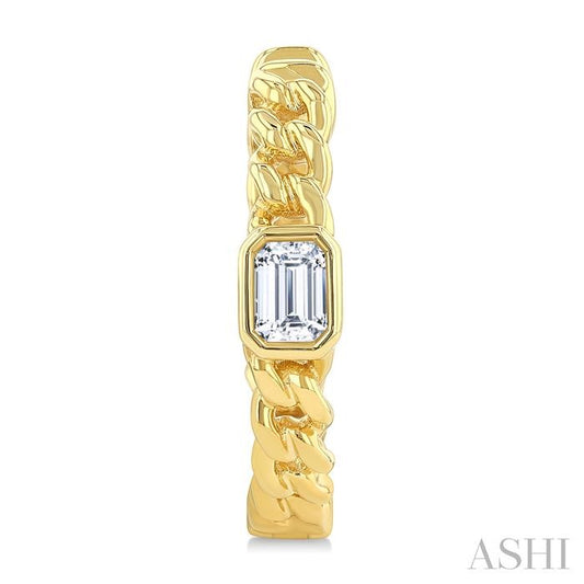ASHI Emerald Shape Curb Diamond Fashion Hoop Earrings 967Y5PPFGERYG-OC